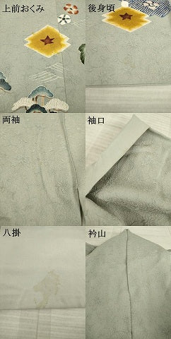 平和屋着物●訪問着 友禅 松皮菱吉祥花文 金彩 正絹 逸品 AABA4640ck
