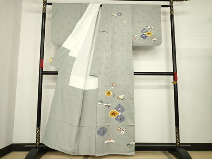 平和屋着物●訪問着 友禅 松皮菱吉祥花文 金彩 正絹 逸品 AABA4640ck