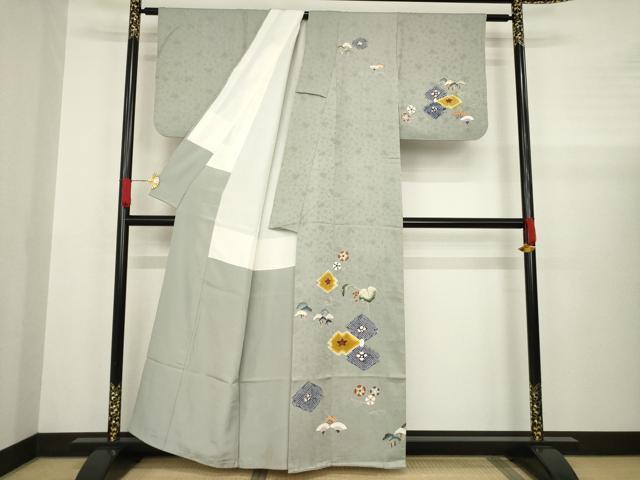 平和屋着物●訪問着 友禅 松皮菱吉祥花文 金彩 正絹 逸品 AABA4640ck