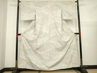 平和屋着物●結城紬 100亀甲 松皮菱吉祥花文 正絹 逸品 AABA4642ck