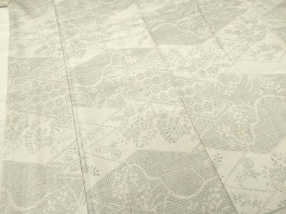 平和屋着物●結城紬 100亀甲 松皮菱吉祥花文 正絹 逸品 AABA4642ck