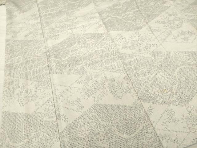 平和屋着物●結城紬 100亀甲 松皮菱吉祥花文 正絹 逸品 AABA4642ck