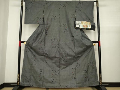 平和屋着物●本場大島紬 一元絣 唐草文 ますいわ屋扱い きゅうの織物謹製 証紙付き 正絹 逸品 AABA4651ck