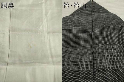 平和屋着物●本場大島紬　100亀甲　横段文　黒地　三越扱い　正絹　逸品　AABA4659ck
