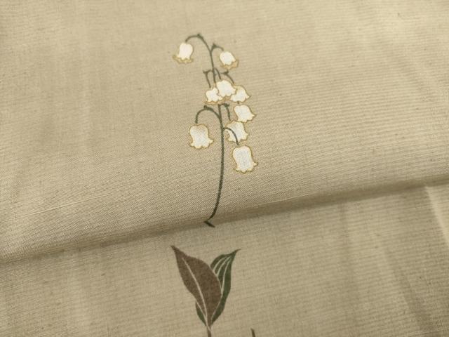平和屋着物●上質な小紋　紬地　鈴蘭　金彩　正絹　逸品　未使用　AABA4660ck