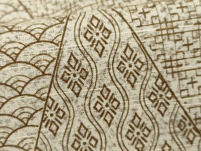 平和屋着物●上質な小紋 紬地 切嵌文 正絹 逸品 AABA4664ck