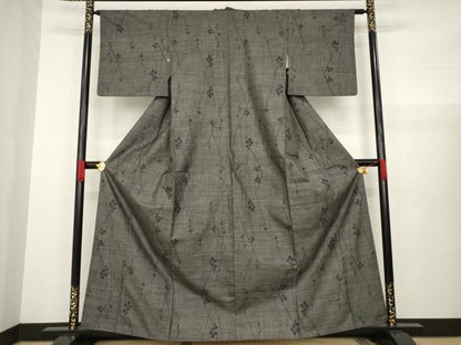 平和屋着物●本場大島紬 カタス7マルキ 枝葉文 正絹 逸品 AABA4678ck