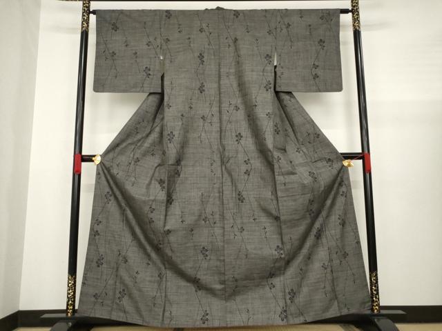 平和屋着物●本場大島紬 カタス7マルキ 枝葉文 正絹 逸品 AABA4678ck