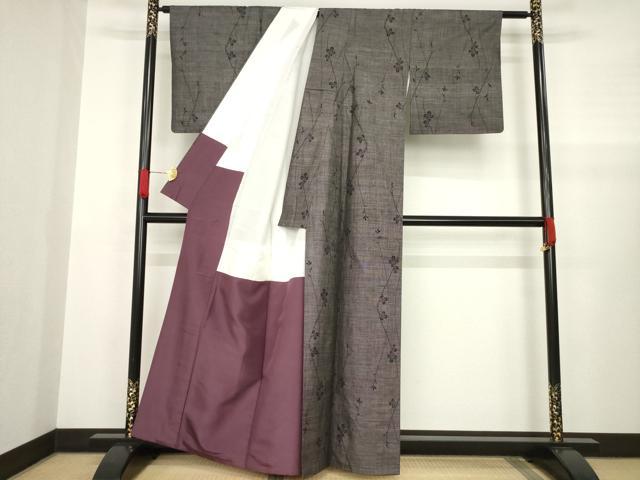 平和屋着物●本場大島紬 カタス7マルキ 枝葉文 正絹 逸品 AABA4678ck