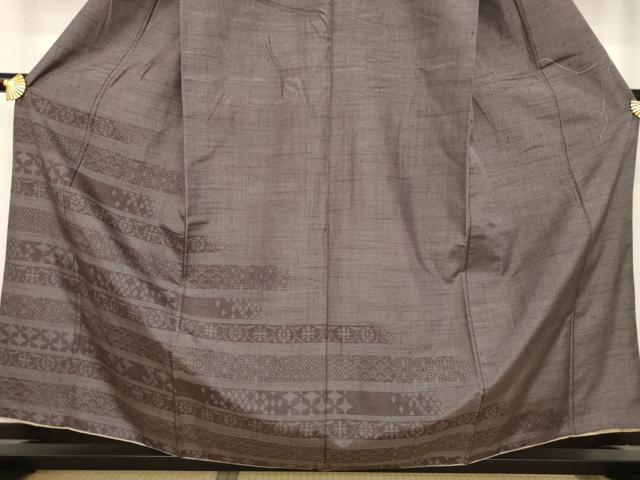 平和屋着物●上質な紬 訪問着 横段花文 正絹 逸品 AABA4680ck