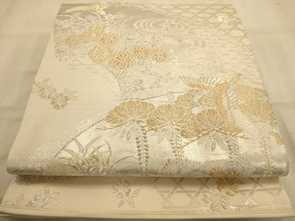 平和屋着物◎全通柄袋帯　美保姿　鳳凰花文　金銀糸　正絹　逸品　AABA4691dt