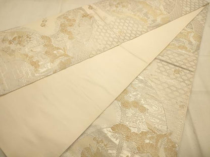 平和屋着物◎全通柄袋帯　美保姿　鳳凰花文　金銀糸　正絹　逸品　AABA4691dt