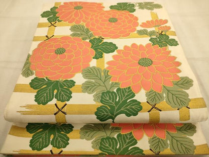 平和屋着物◎太鼓柄袋帯 檜垣花文 金糸 正絹 逸品 AABA4701dt