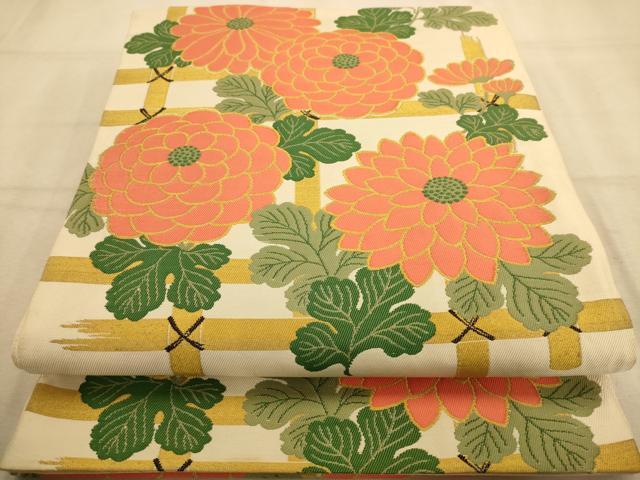 平和屋着物◎太鼓柄袋帯 檜垣花文 金糸 正絹 逸品 AABA4701dt
