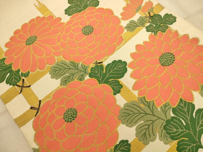 平和屋着物◎太鼓柄袋帯 檜垣花文 金糸 正絹 逸品 AABA4701dt