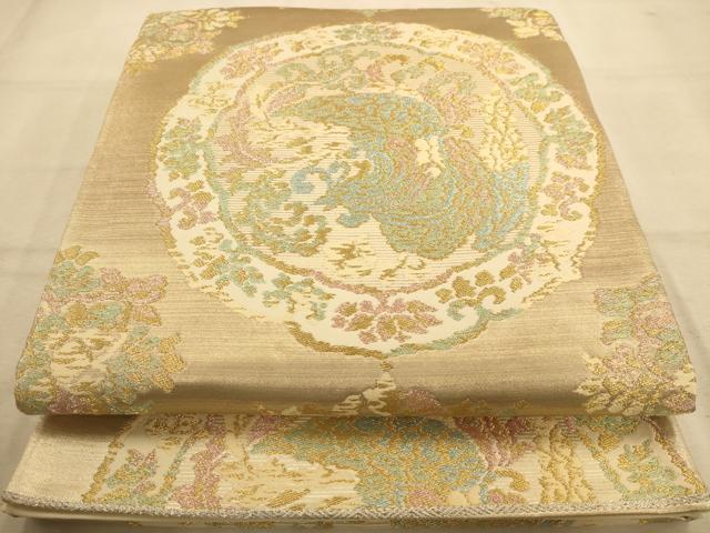 平和屋着物◎六通柄袋帯 鳳凰花文 金糸 正絹 逸品 AABA4703dt