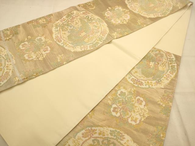 平和屋着物◎六通柄袋帯 鳳凰花文 金糸 正絹 逸品 AABA4703dt