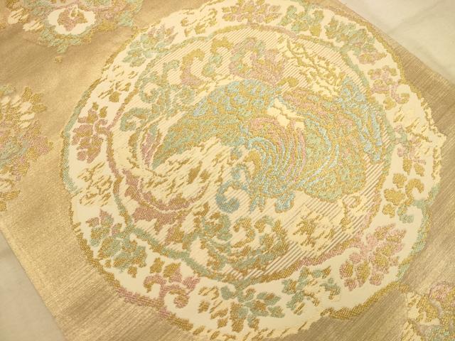平和屋着物◎六通柄袋帯 鳳凰花文 金糸 正絹 逸品 AABA4703dt