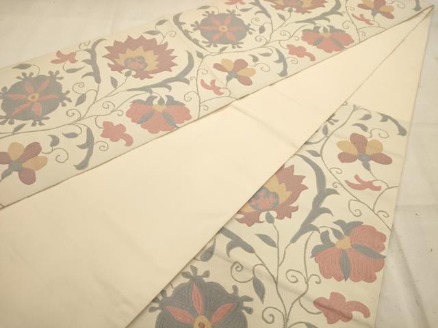 平和屋着物◎六通柄袋帯 更紗花文 正絹 逸品 AABA4706dt