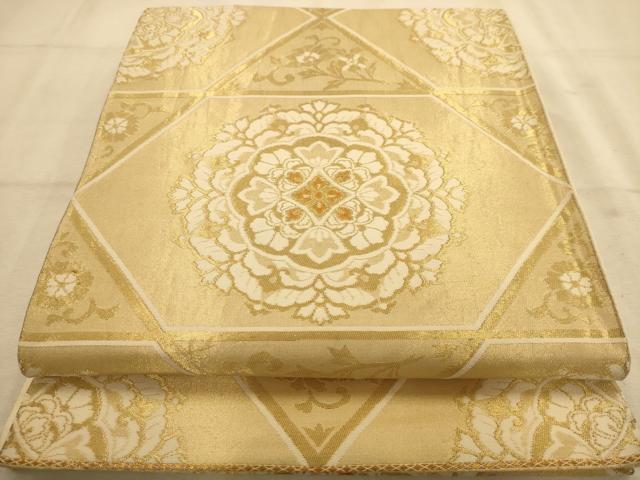 平和屋着物◎六通柄袋帯 正倉院花文 金糸 正絹 逸品 AABA4713dt
