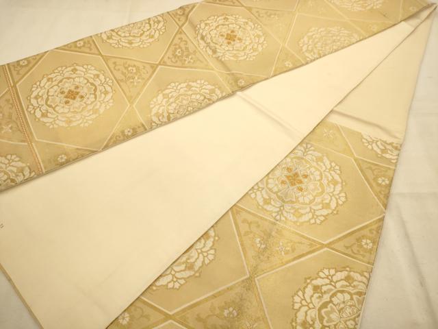 平和屋着物◎六通柄袋帯 正倉院花文 金糸 正絹 逸品 AABA4713dt