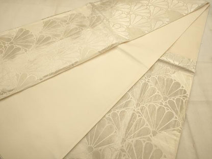 平和屋着物◎六通柄袋帯 花尽くし 銀糸 正絹 逸品 AABA4714dt