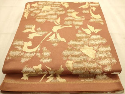 平和屋着物◎六通柄袋帯 更紗花文 金糸 正絹 逸品 AABA4722dt