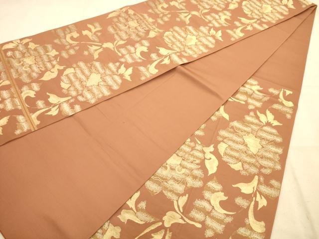 平和屋着物◎六通柄袋帯 更紗花文 金糸 正絹 逸品 AABA4722dt