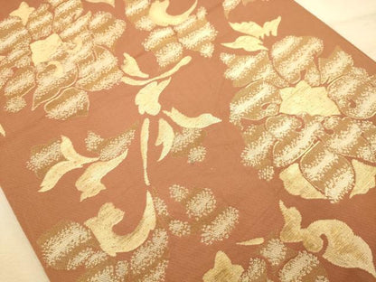 平和屋着物◎六通柄袋帯 更紗花文 金糸 正絹 逸品 AABA4722dt