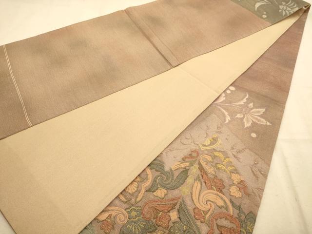 平和屋着物◎太鼓柄袋帯　更紗花文　金糸　正絹　逸品　AABA4723dt