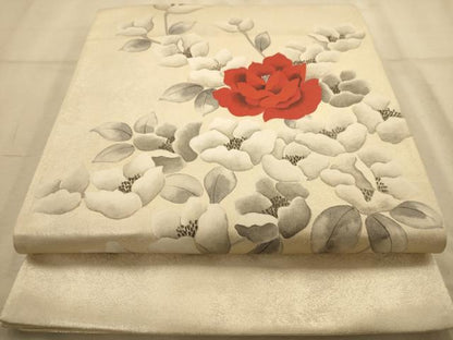 平和屋着物◎小野喜象　太鼓柄袋帯　手描き　草花文　正絹　逸品　AABA4733dt