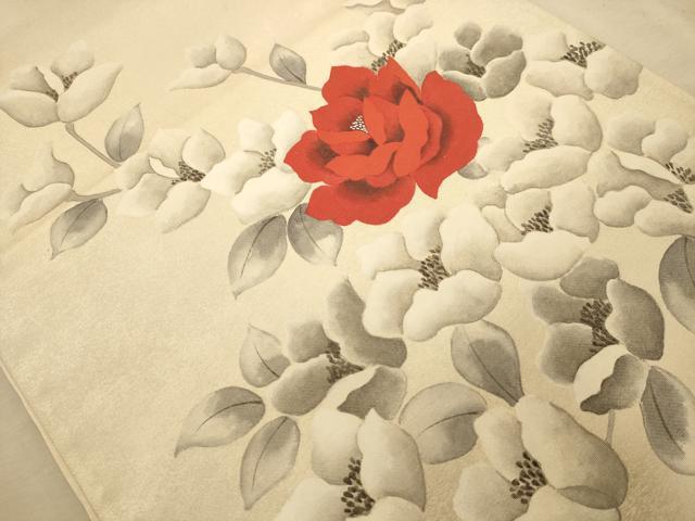 平和屋着物◎小野喜象　太鼓柄袋帯　手描き　草花文　正絹　逸品　AABA4733dt