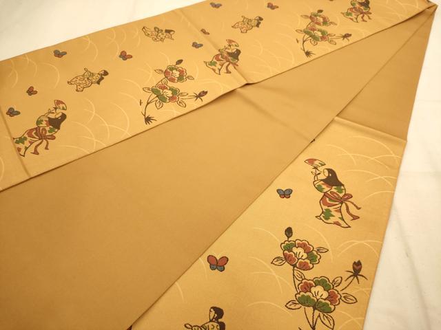平和屋着物◎六通柄袋帯　人物更紗花文　金糸　正絹　逸品　AABA4736dt