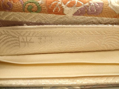 平和屋着物◎六通柄袋帯　唐織　光琳の調べ　銀糸　正絹　逸品　AABA4738dt
