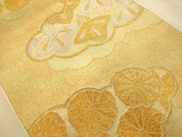 平和屋着物◎六通柄袋帯　雲取り花文　金銀糸　正絹　逸品　AABA4740dt
