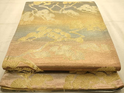平和屋着物◎六通柄袋帯　枝松文　金糸　正絹　逸品　AABA4747dt