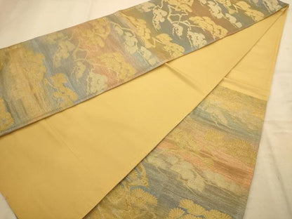 平和屋着物◎六通柄袋帯　枝松文　金糸　正絹　逸品　AABA4747dt