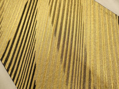 平和屋着物◎六通柄袋帯　斜縞　金糸　正絹　逸品　AABA4767dt