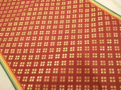 平和屋着物◎両面　六通柄袋帯　唐織　変わり斜縞　金糸　正絹　逸品　AABA4776dt