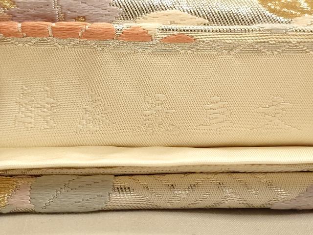 平和屋着物◎六通柄袋帯　唐織　触衣花車文　金銀糸　正絹　逸品　AABA4779dt