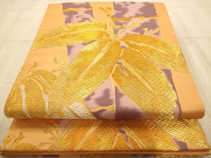 平和屋着物◎六通柄袋帯　笹竹文　金銀糸　正絹　逸品　AABA4787dt