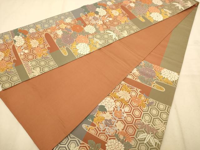 平和屋着物◎六通柄袋帯　唐織　草花文　金糸　正絹　逸品　AABA4791dt