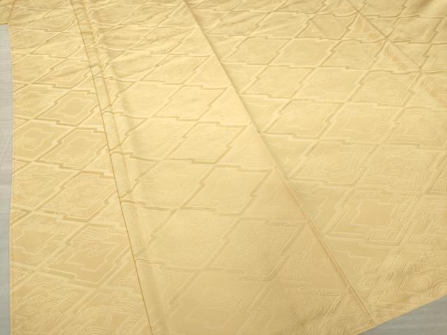 平和屋着物●上質な色無地 松皮菱立波地紋 淡香色 正絹 逸品 AABA4802ck