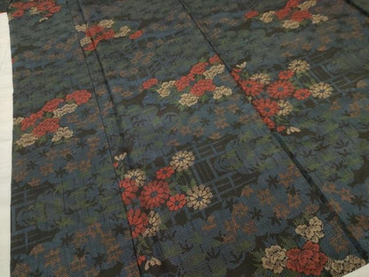 平和屋着物●本場大島紬 一元7マルキ 草花文 正絹 逸品 AABA4803ck