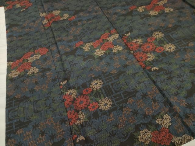 平和屋着物●本場大島紬 一元7マルキ 草花文 正絹 逸品 AABA4803ck