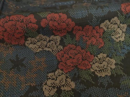 平和屋着物●本場大島紬 一元7マルキ 草花文 正絹 逸品 AABA4803ck