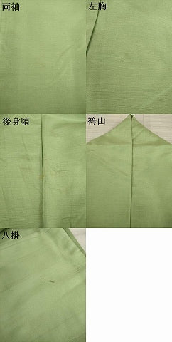 平和屋着物●上質な紬　色無地　苗色　正絹　逸品　AABA4810ck