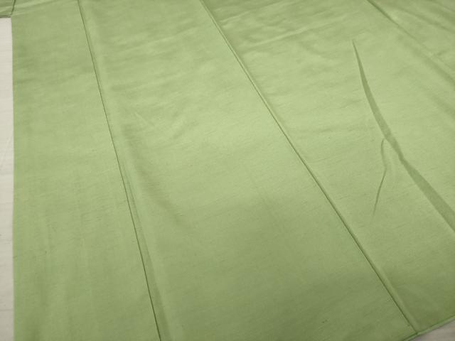 平和屋着物●上質な紬　色無地　苗色　正絹　逸品　AABA4810ck