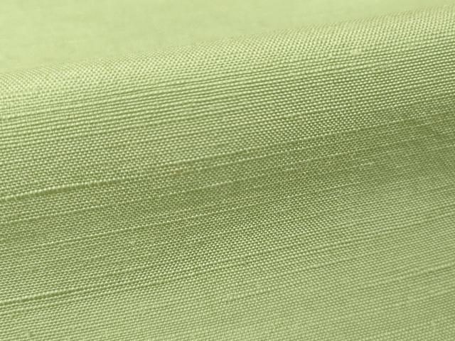 平和屋着物●上質な紬　色無地　苗色　正絹　逸品　AABA4810ck