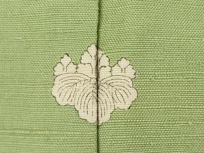 平和屋着物●上質な紬　色無地　苗色　正絹　逸品　AABA4810ck